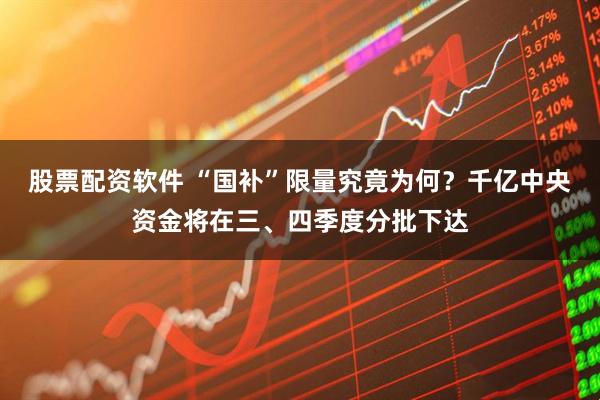 股票配资软件 “国补”限量究竟为何？千亿中央资金将在三、四季度分批下达